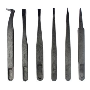 Pincettes antistatiques à pointe droite et incurvée en fibre de carbone JF-S6in1 6 en 1, JF-S 6 in 1