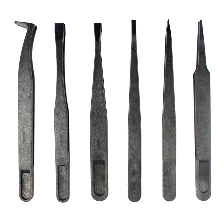 ETP7608B.jpg Pincettes antistatiques à pointe droite et incurvée en fibre de carbone JF-S6in1 6 en 1, JF-S 6 in 1 – Image 1