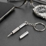 Kit de réparation 3 en 1 porte-clés avec 3 tournevis: croix 1,5, droit 1,5, écrou étoile M2,5 pour téléphone intelligent, montres, lunettes (argent)