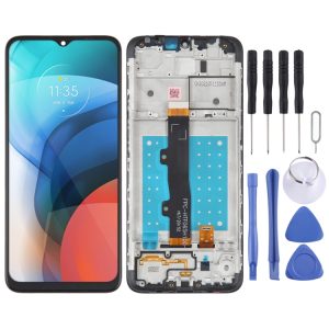 Écran LCD TFT pour Motorola Moto E7 Digitizer Assemblage complet avec cadre (Noir)