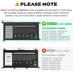 Batterie de remplacement 3600 mAh pour ordinateur portable Dell Inspiron 14 7460 et 15 7560, WDX0R – Image 3
